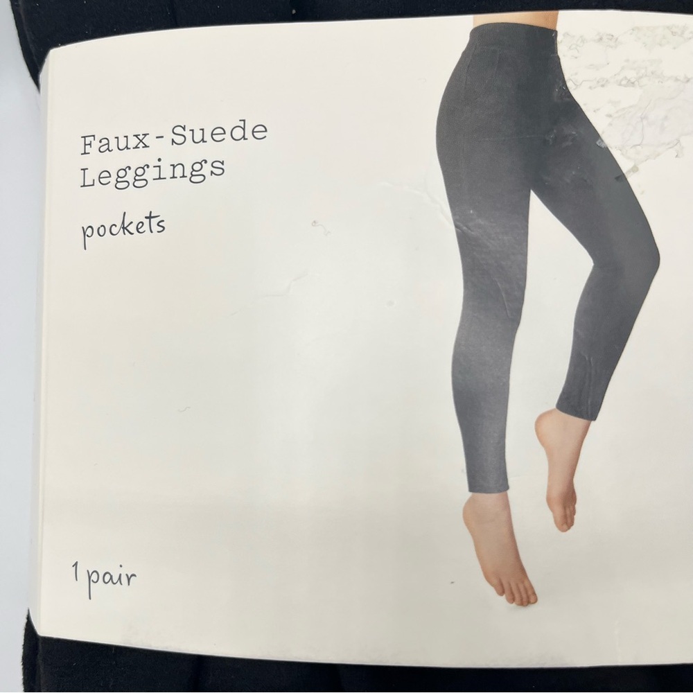 A New Day Leggings Black Faux-Suede Size Large